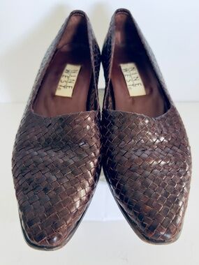 Vintage 1990s Nine West Brown Woven Leather Pumps 6 1/2